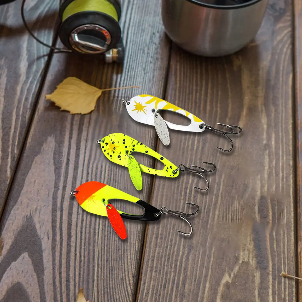 APWIKOGER 5 Pcs Metal Spoon Fishing Lures With Treble Hooks For Bass Pike