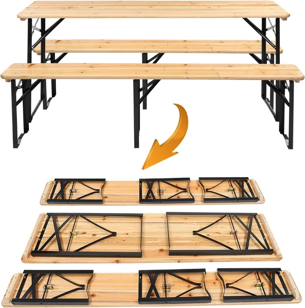 Folding Picnic Table With Benches For Outdoor Use Weatherproof Wood