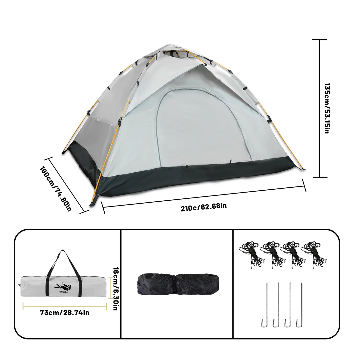 Pakicetus Windproof Family Camping Tent With Easy Setup