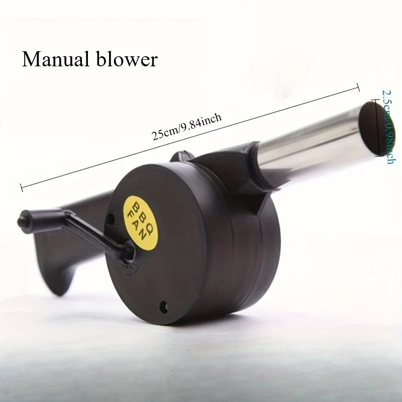 AEHOME Outdoor BBQ Fan Blower Hand Crank Bladeless Design