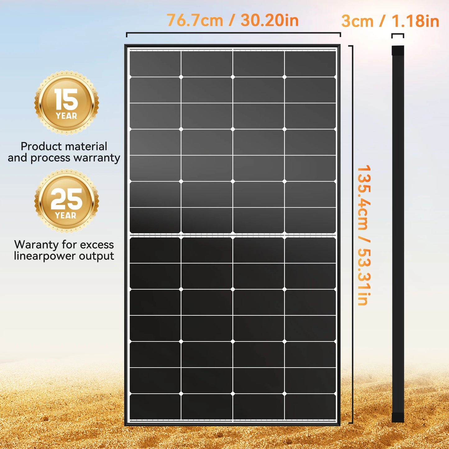 Rvpozwer 300W Solar Panel N Type High Efficiency Monocrystalline