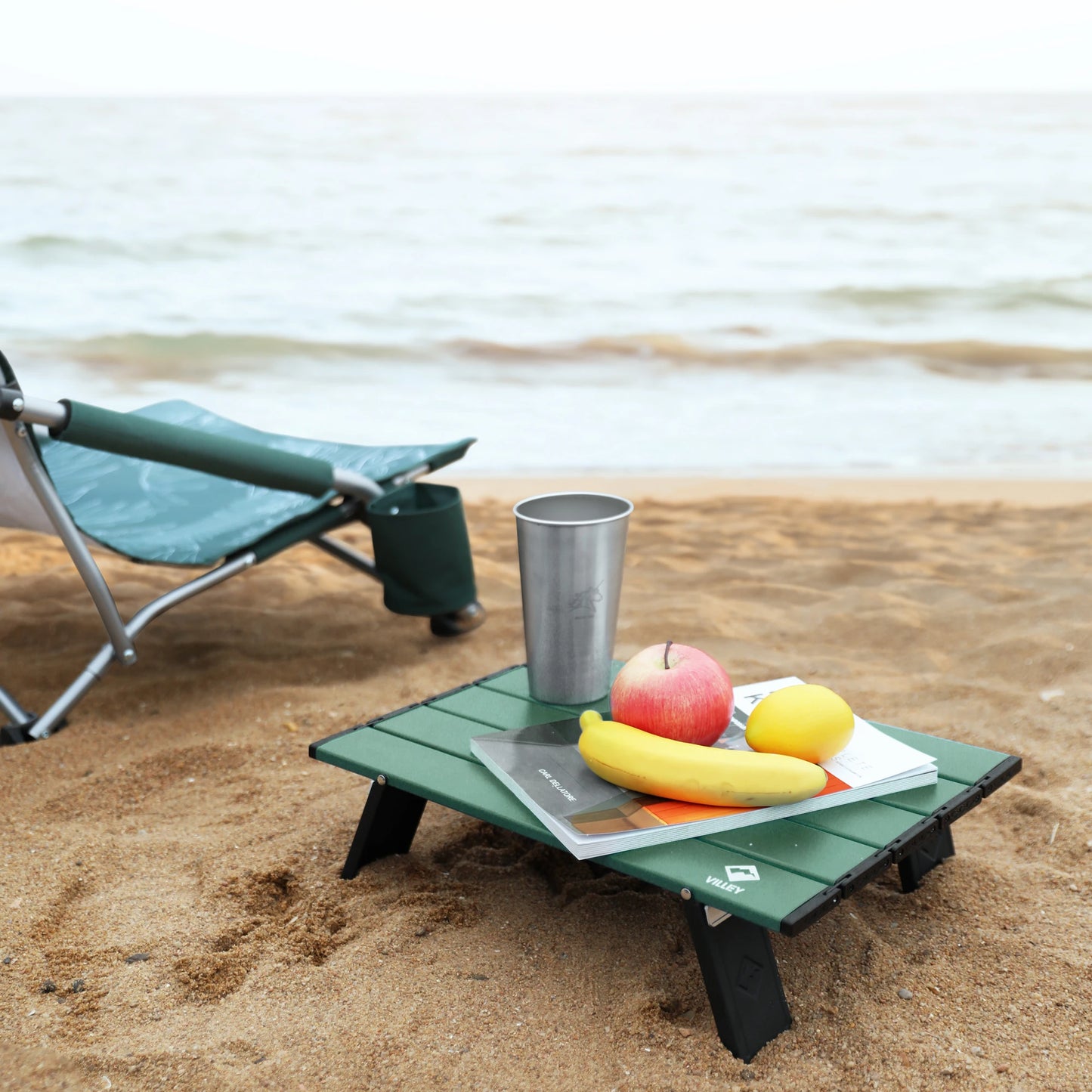 VILLEY Portable Folding Beach Table Ultralight Aluminum Carry Bag