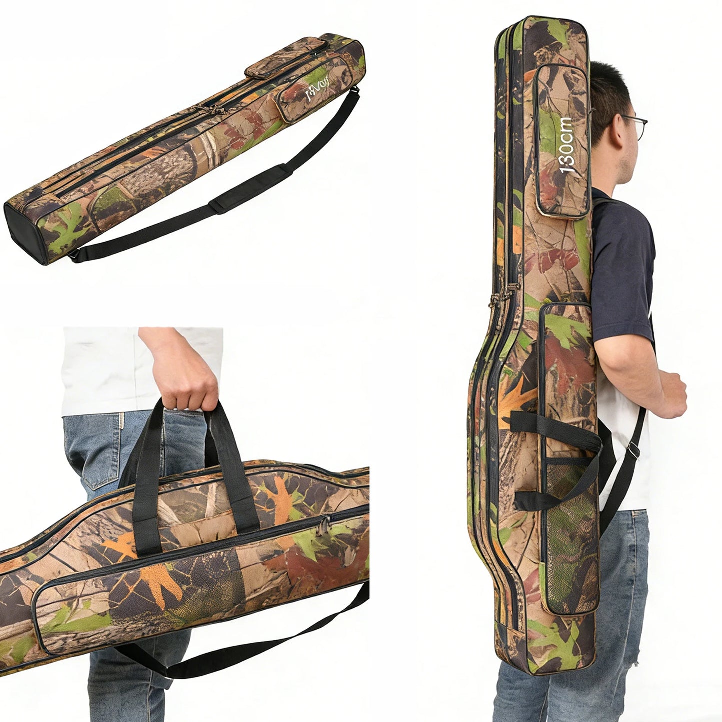 Fishing Pole Storage Bag Waterproof Oxford Tackle Case Large Capacity