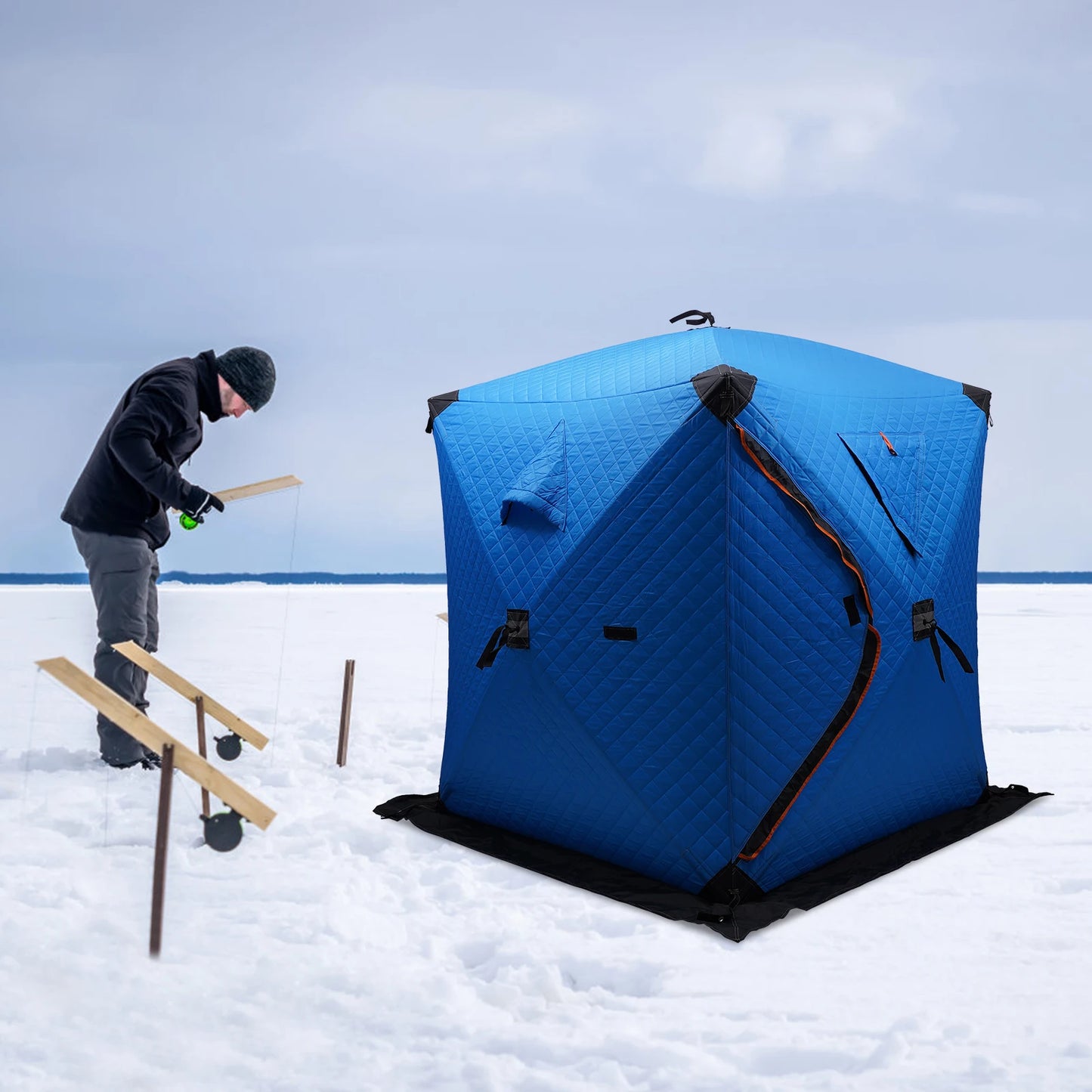 Ice Fishing Insulated Tent 1-2 Person Shelter With Storage