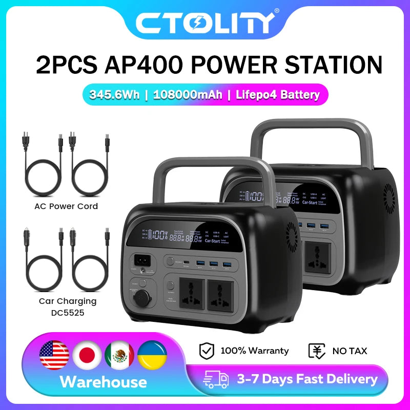 CTOLITY Apower 400 Portable Power Station 345.6Wh Solar Generator