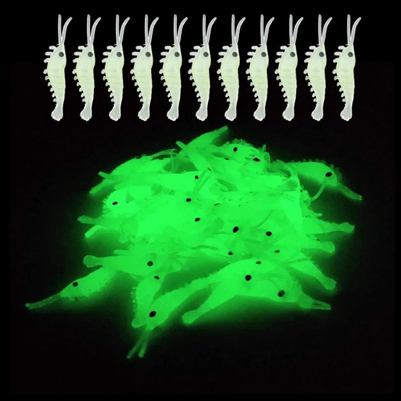 Luminous Shrimp Fishing Bait Soft Lure Worms For Bass Crappie