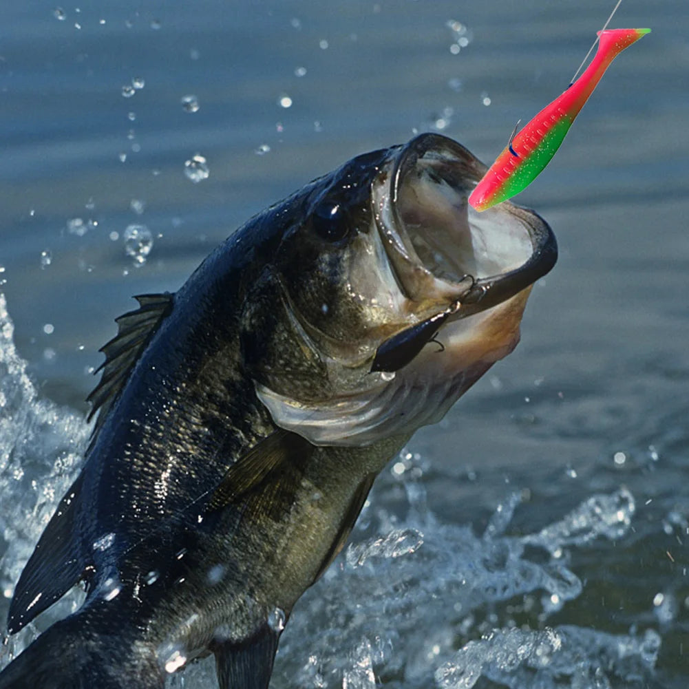 Five Pieces T Tail Soft Lures Swimbaits For Bass Fishing