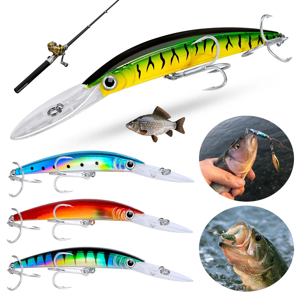 Minnow Plastic Hard Baits With Hooks For Saltwater Fishing