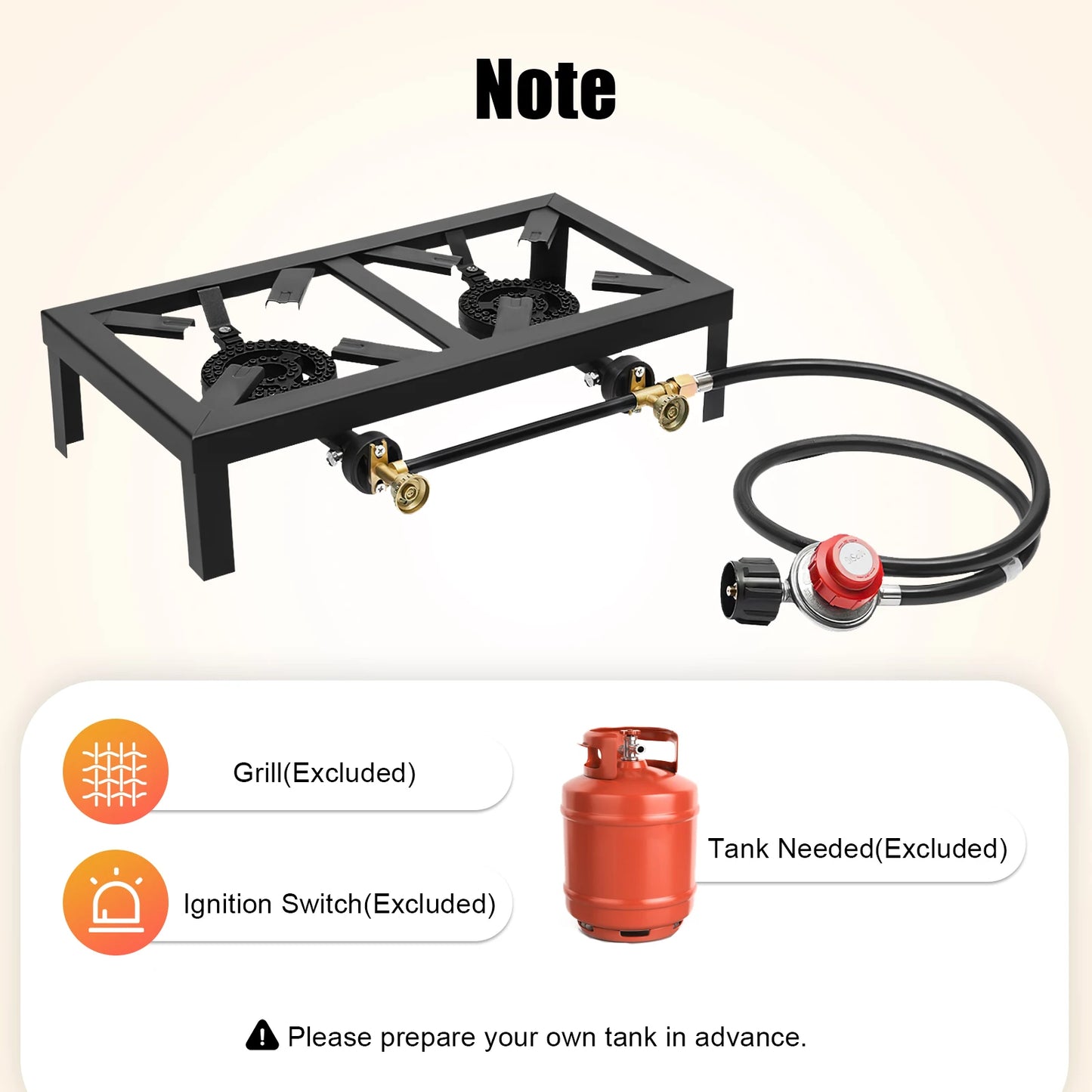 8000W Portable Double Burner Outdoor Gas Stove PSI Regulator