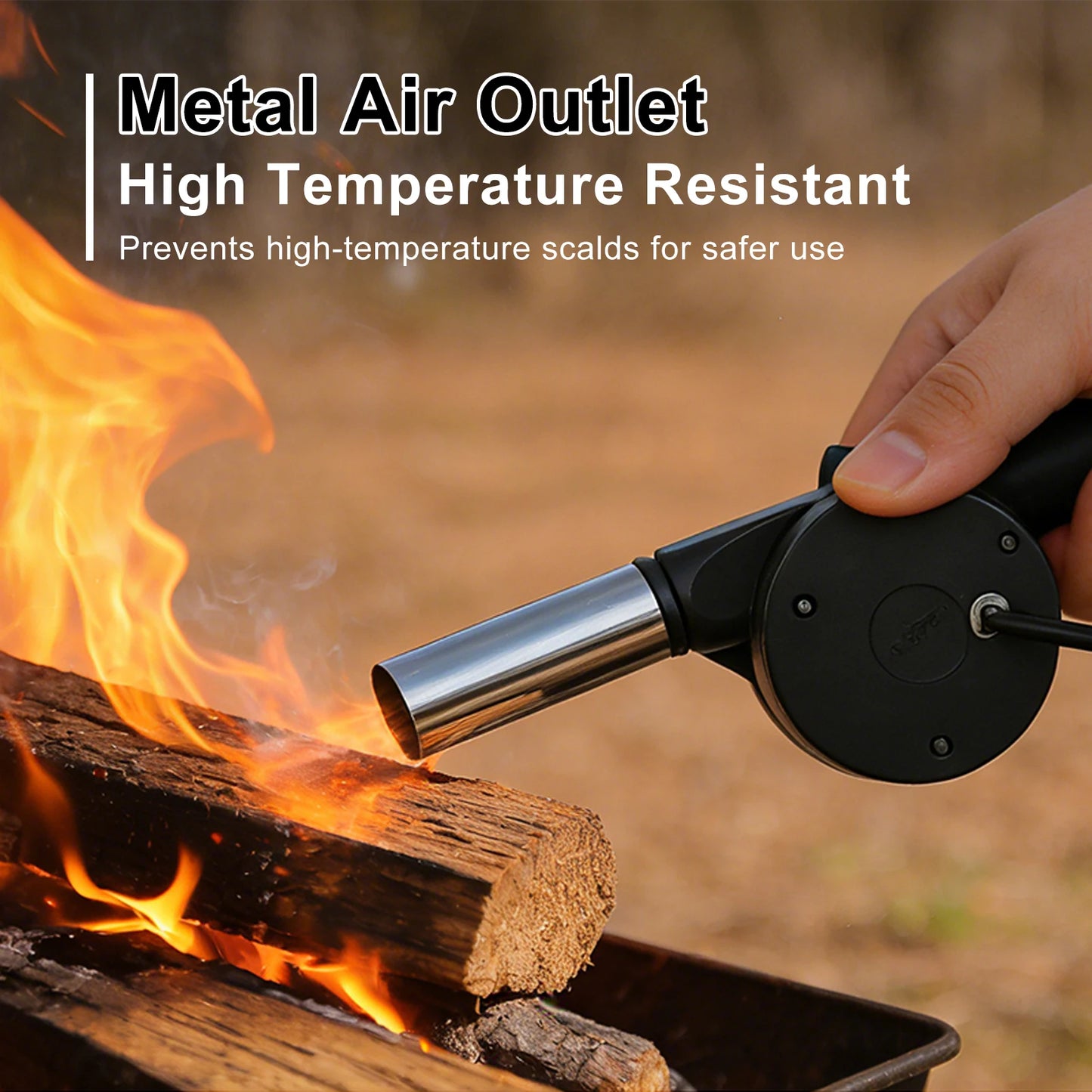 AEHOME Outdoor BBQ Fan Blower Hand Crank Bladeless Design