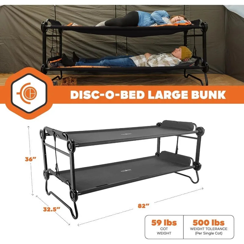 Disc-O-Bed Outdoor Convertible 2 Person Camping Cot Bench System