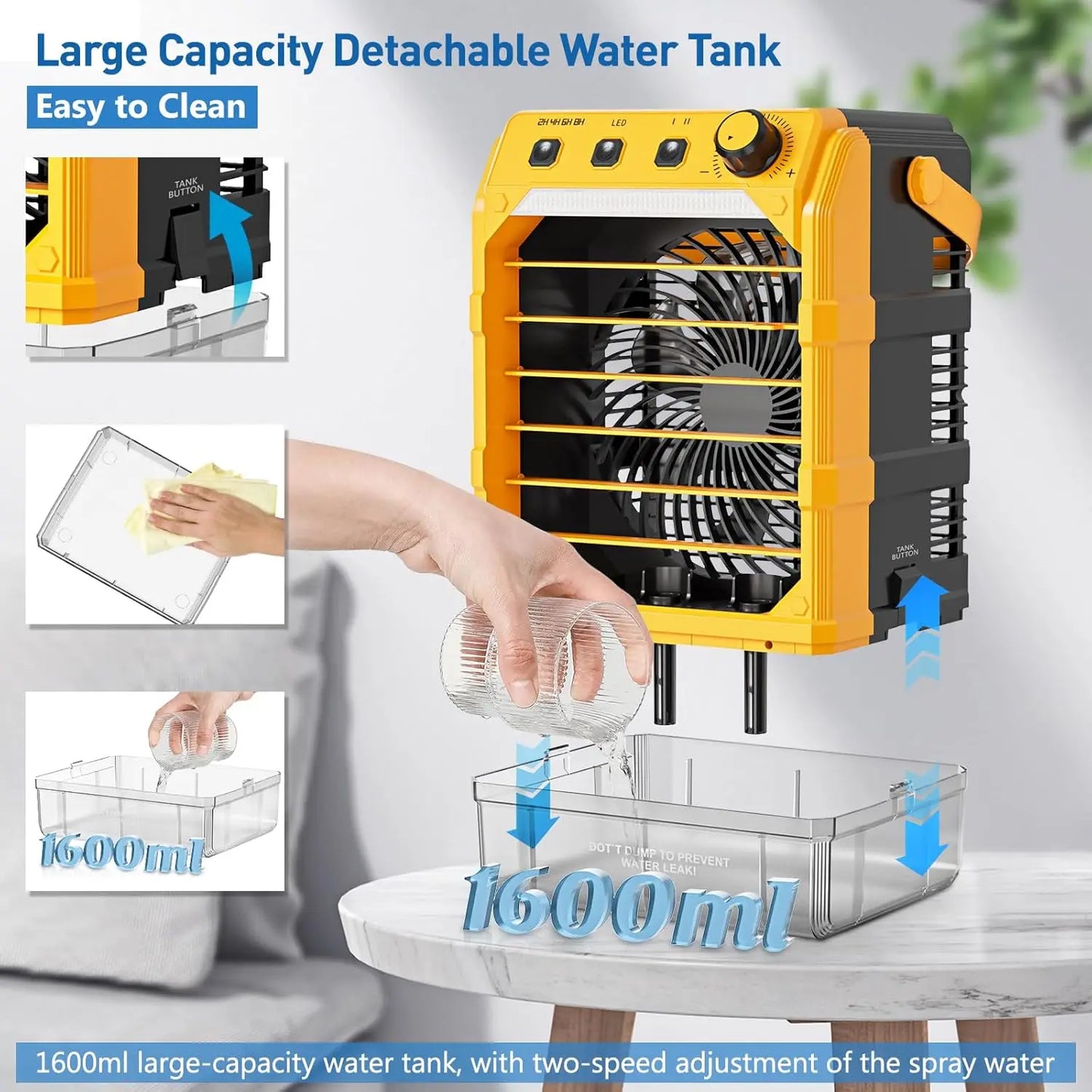 Portable Misting Fan With USB Power For Camping And Home