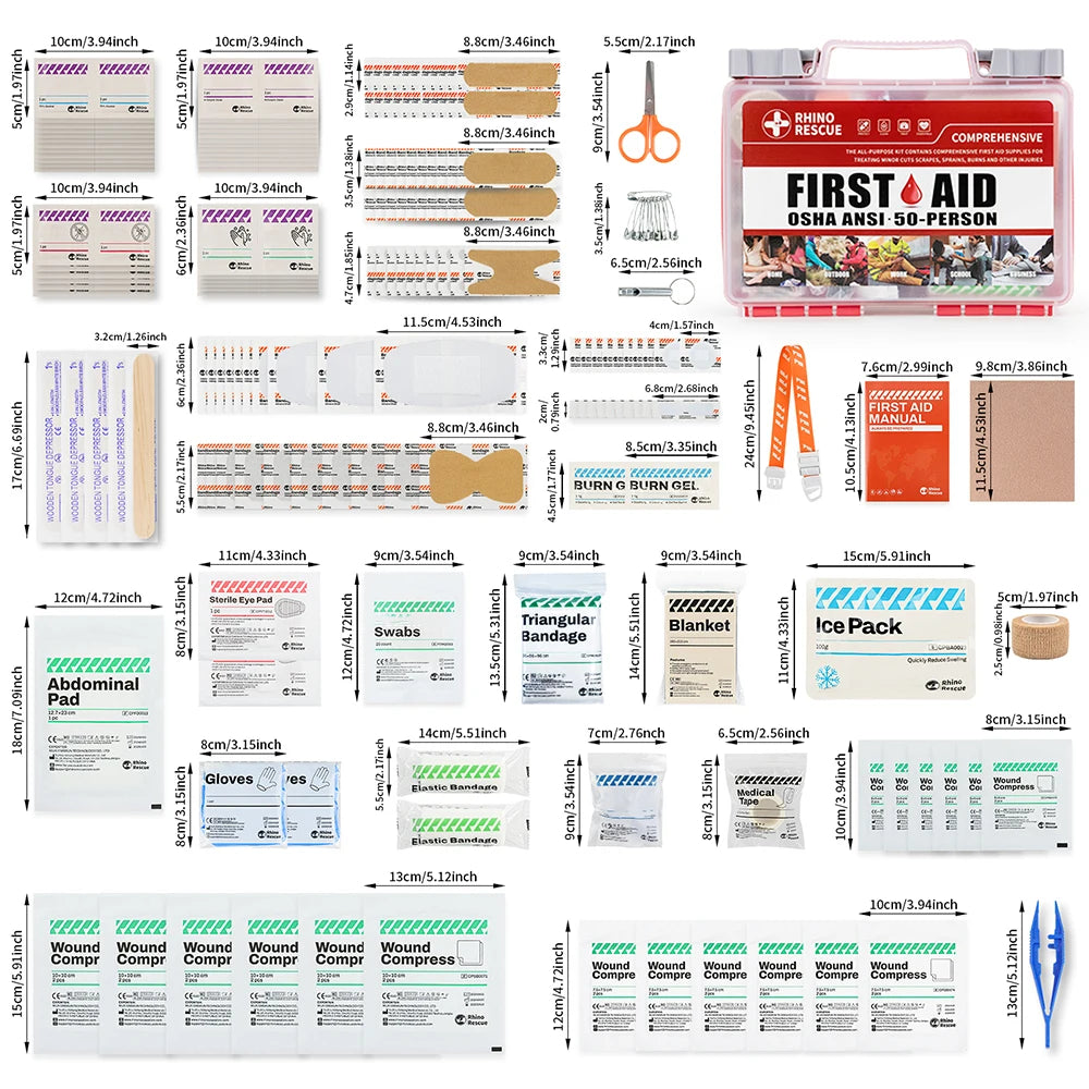 Rhino Rescue First Aid Kit Home Office Emergency Supplies