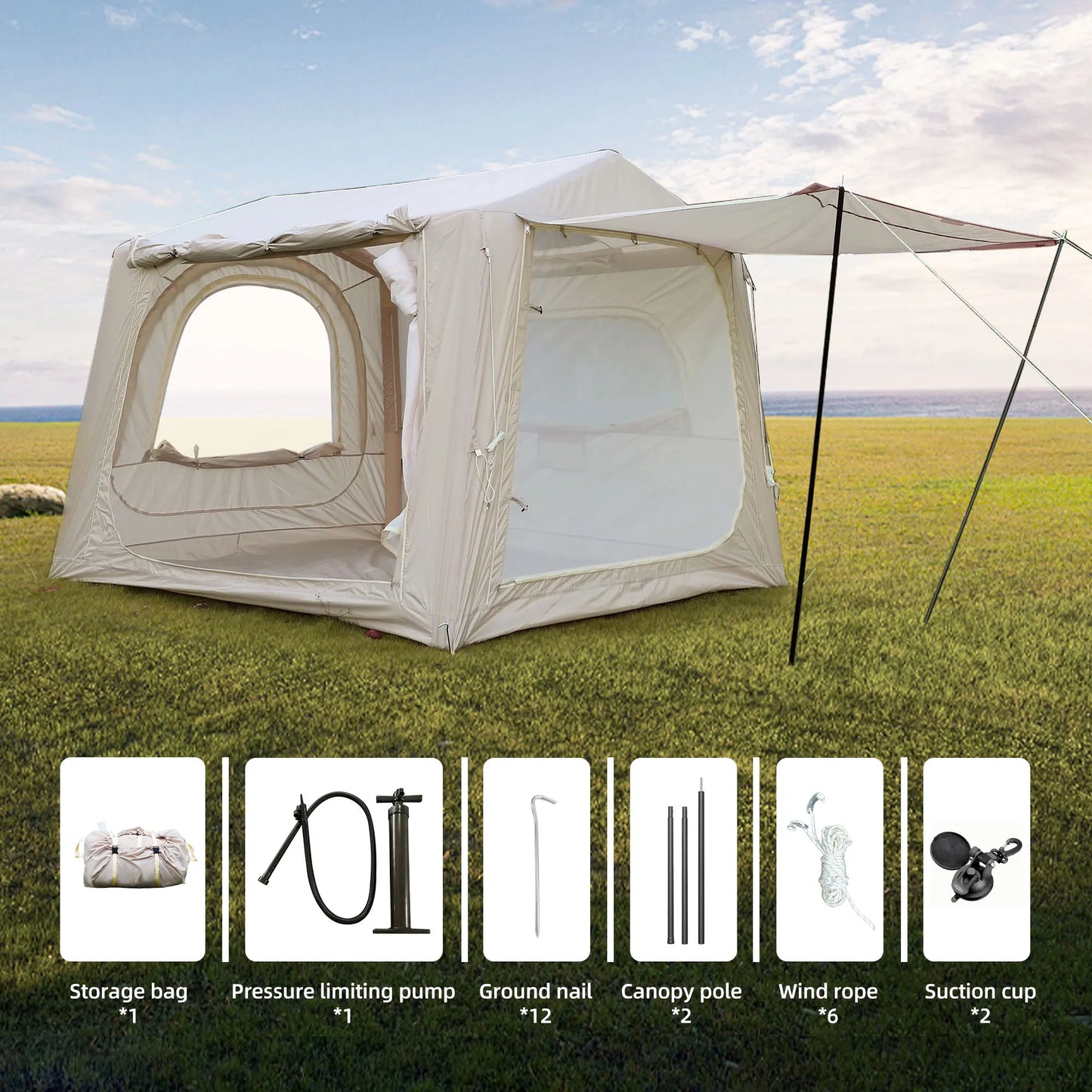 Inflatable Camping Tent Easy Setup Waterproof Air Glamping