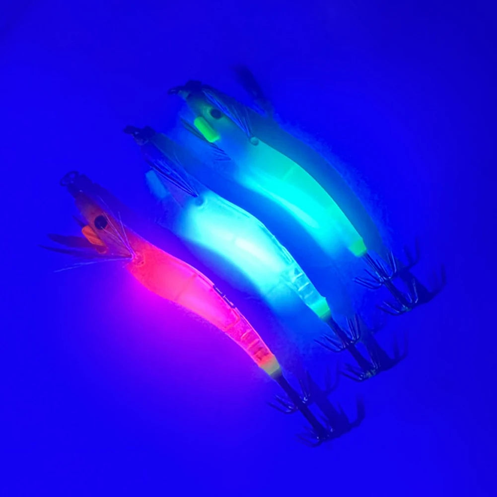 APWIKOGER Luminous Lure Hard Shrimp Bait with Squid Jig Hook