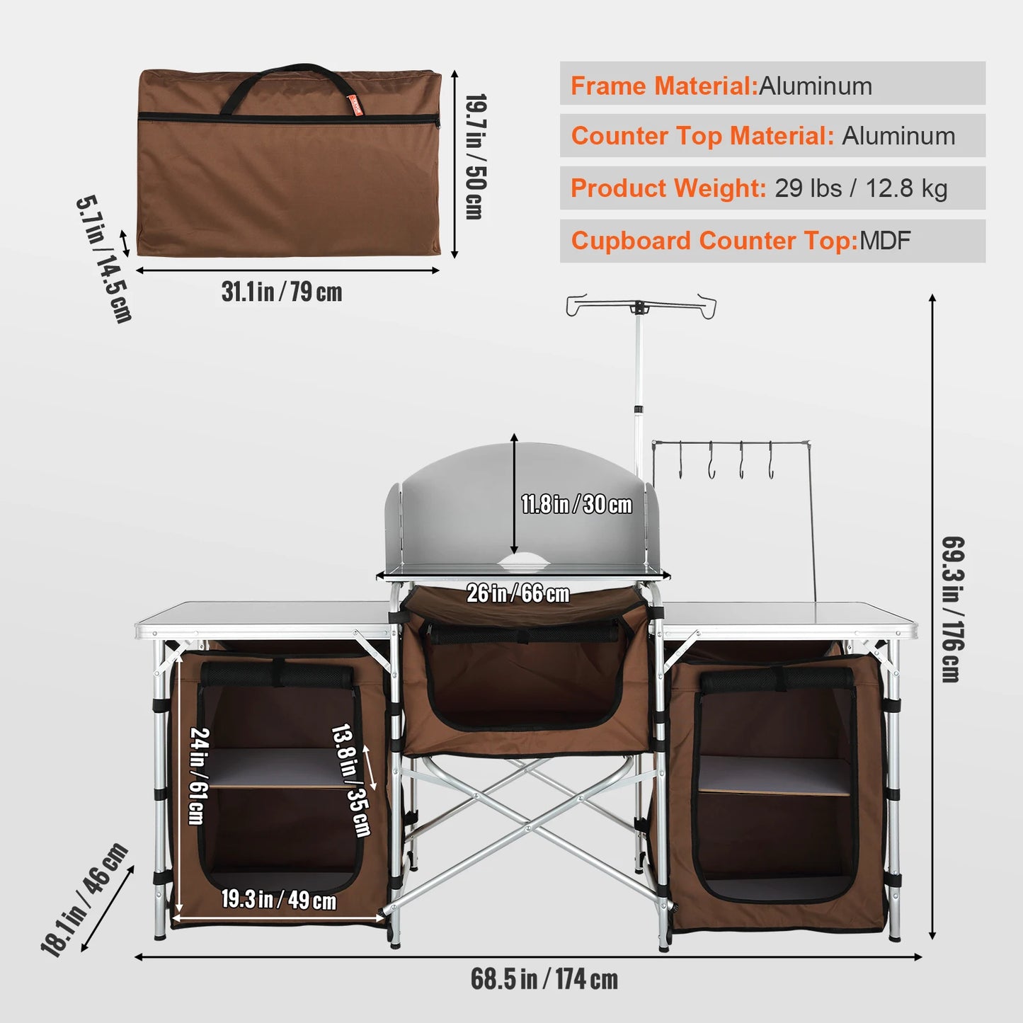 VEVOR SucceBuy Camping Kitchen Table Cabinet Folding Storage Rack
