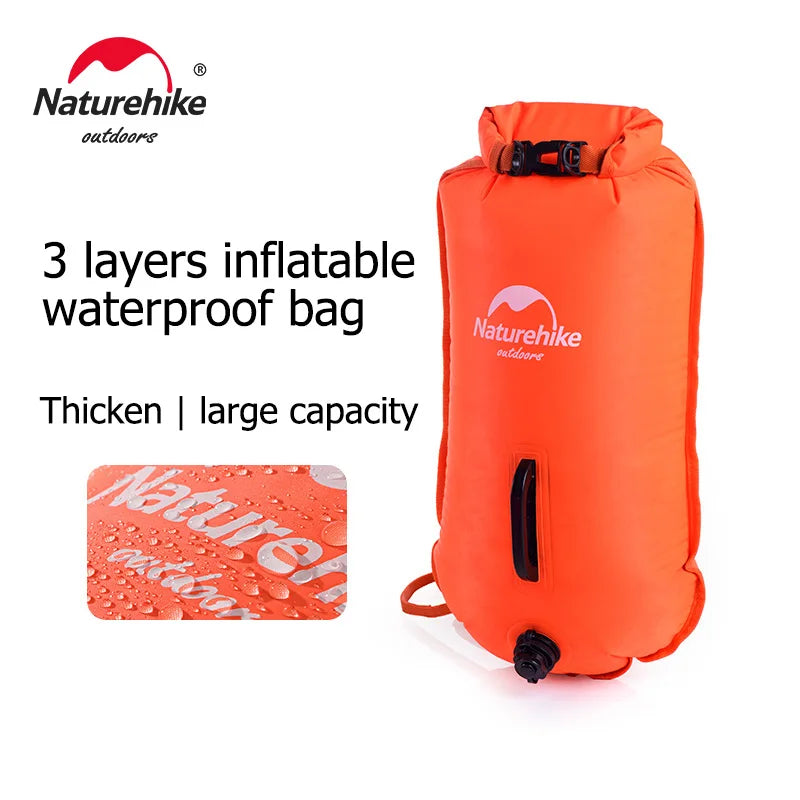 Inflatable Waterproof Swimming Buoy Dry Bag 28L With Adjustable Belt