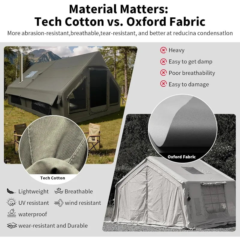 Inflatable Camping Tent With Wind Rain Resistance And Stove Jack