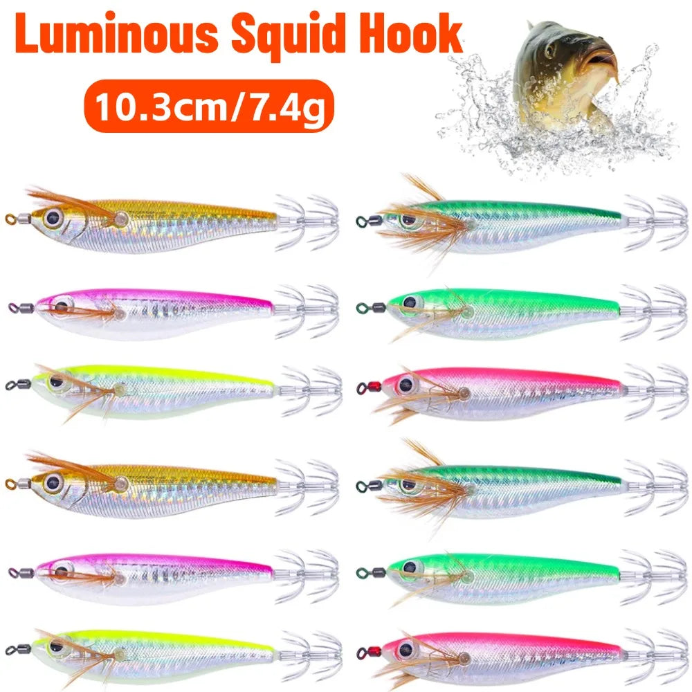 Cuttlefish Attracting Lure Double Hook Glow Octopus Bait Saltwater