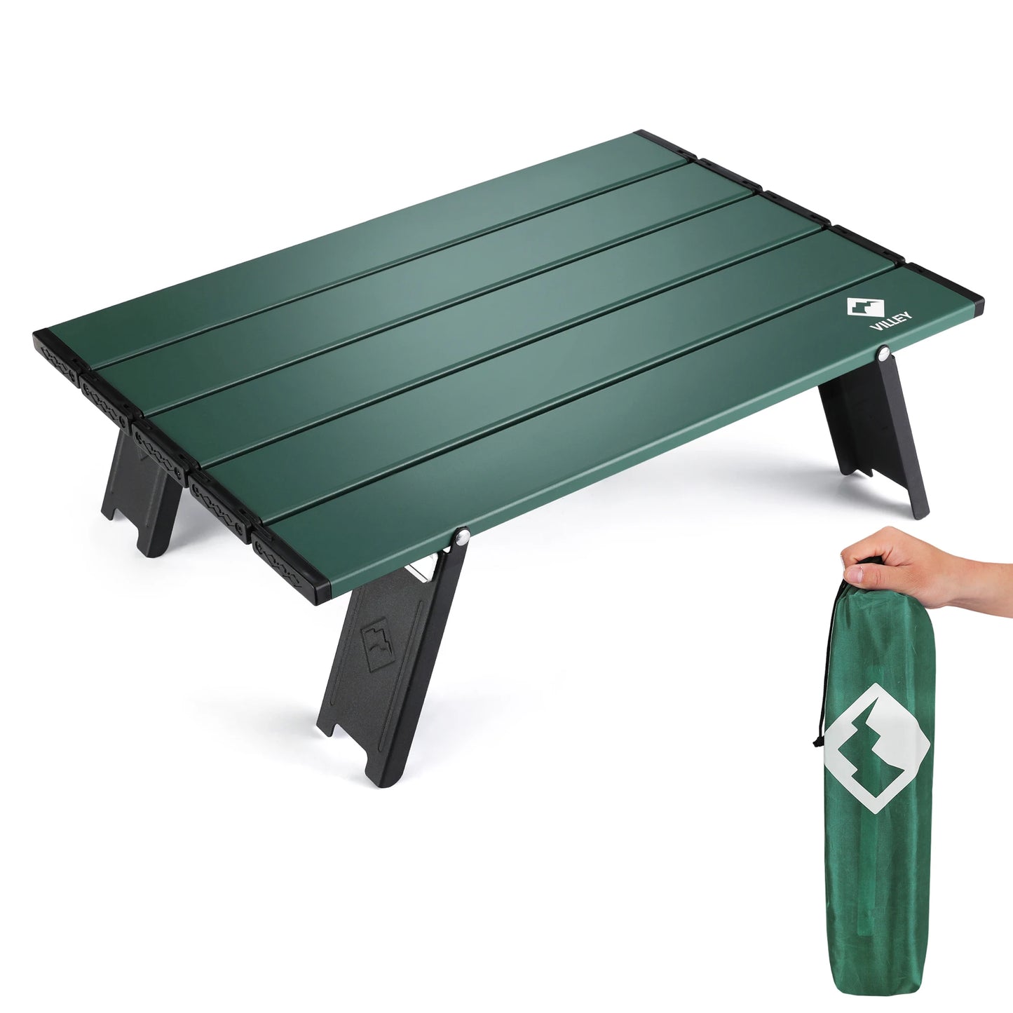 VILLEY Portable Folding Beach Table Ultralight Aluminum Carry Bag