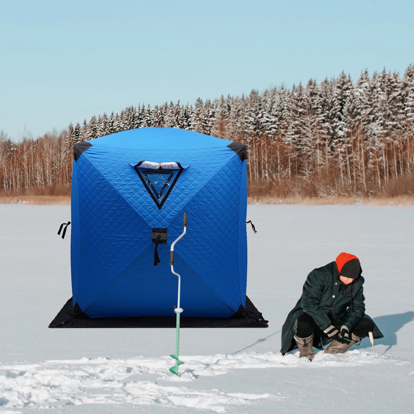 Ice Fishing Insulated Tent 1-2 Person Shelter With Storage