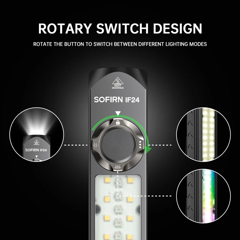 Sofirn IF24 RGB LED Flashlight SST40 2000lm USB Rechargeable IP66