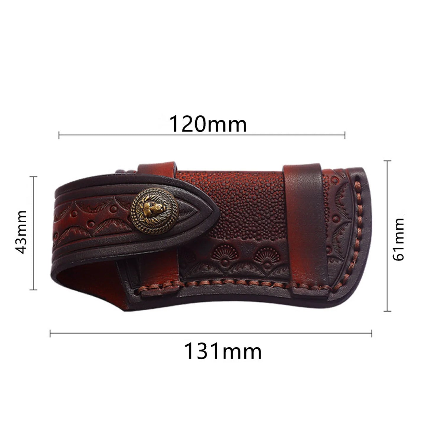 Genuine Leather Knife Pouch Belt Holster With Brass Rivets Snap EDC