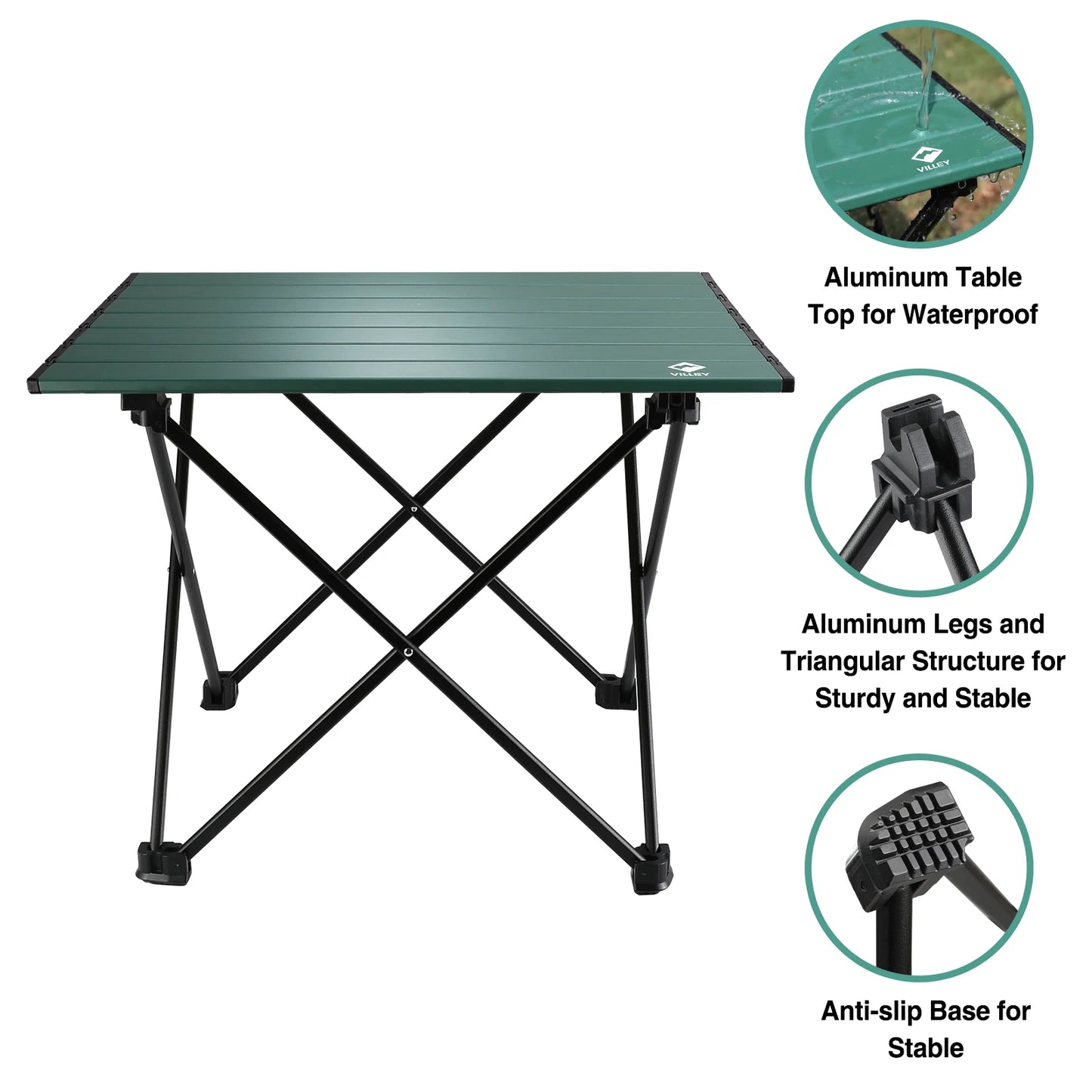 Villey Portable Camping Side Table Ultralight Aluminum Folding Table Carry Bag