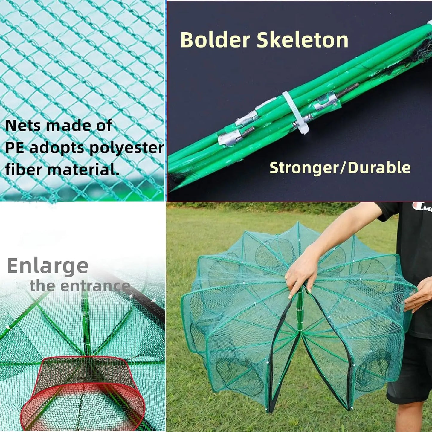 Folded Fishing Trap With Rope And Bait Bag Crabs Shrimp