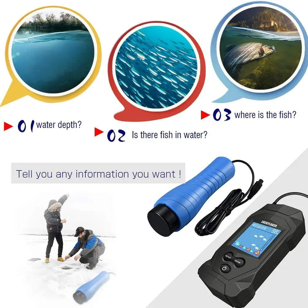 Ice Fishing Handheld Fish Finder with LCD Display and Transducer