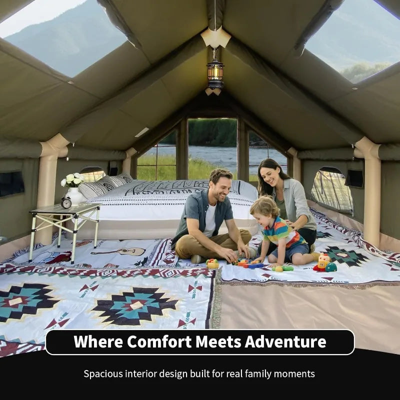 Inflatable Camping Tent With Wind Rain Resistance And Stove Jack
