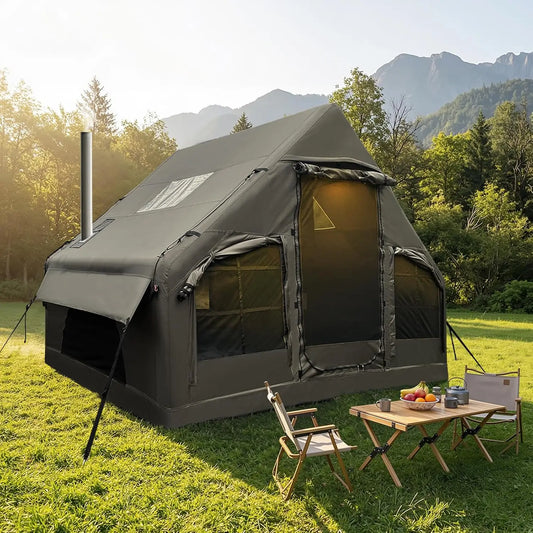 Inflatable Camping Tent With Wind Rain Resistance And Stove Jack