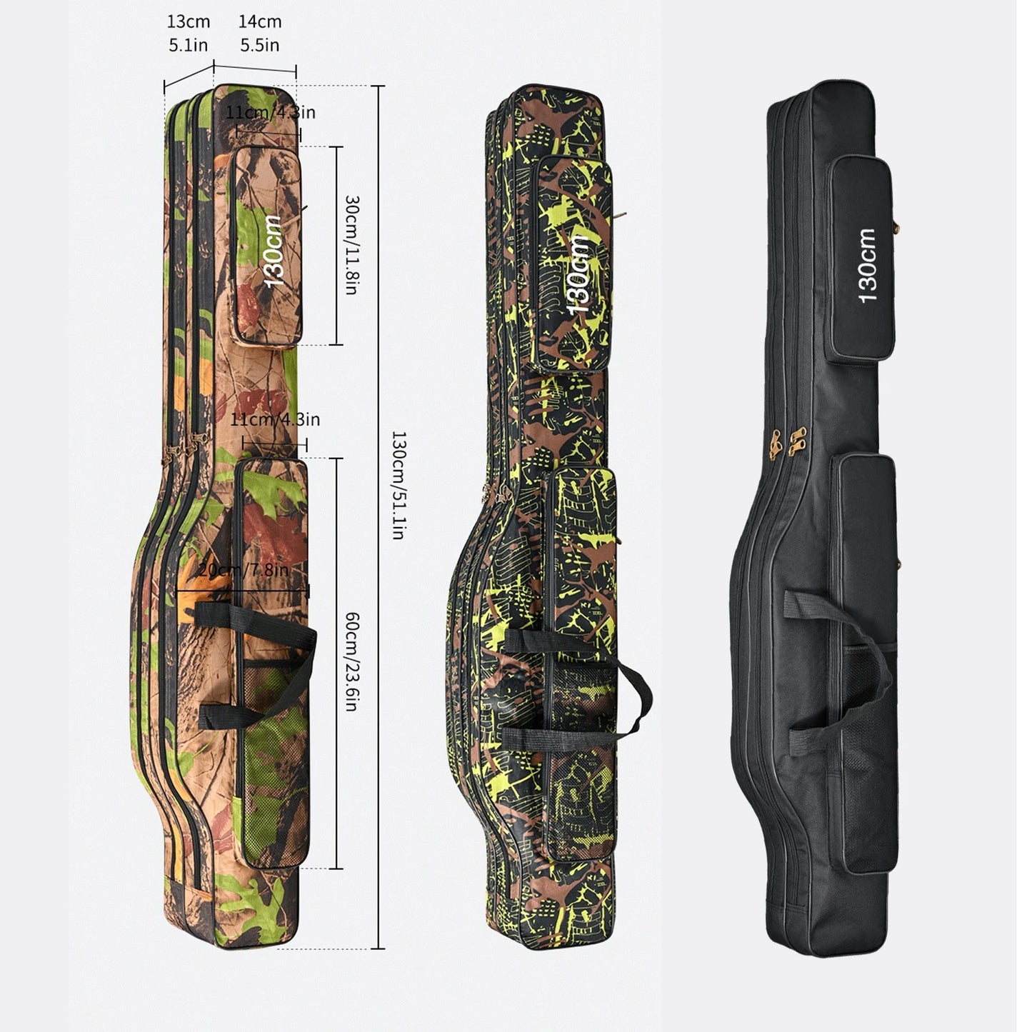 Fishing Pole Storage Bag Waterproof Oxford Tackle Case Large Capacity