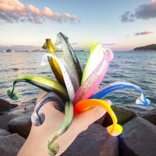 10Pcs T Tail Worm Soft Baits Paddle Tail Lures Bassfishing