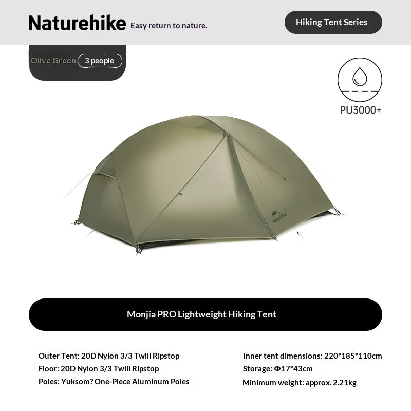 Naturehike Mongar Pro Camping Tent Ultralight Three Season Backpacking
