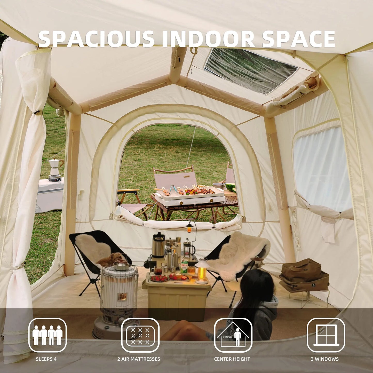 Inflatable Camping Tent Easy Setup Waterproof Air Glamping
