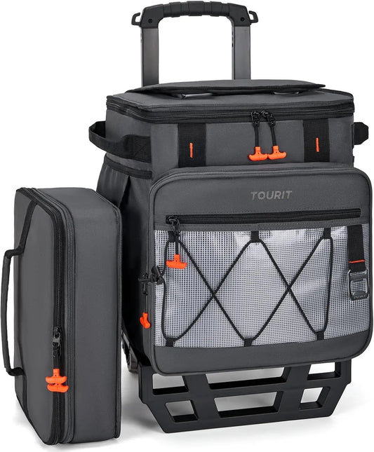 Rolling Cooler With Wheels Detachable Double Deck For Outdoor Use
