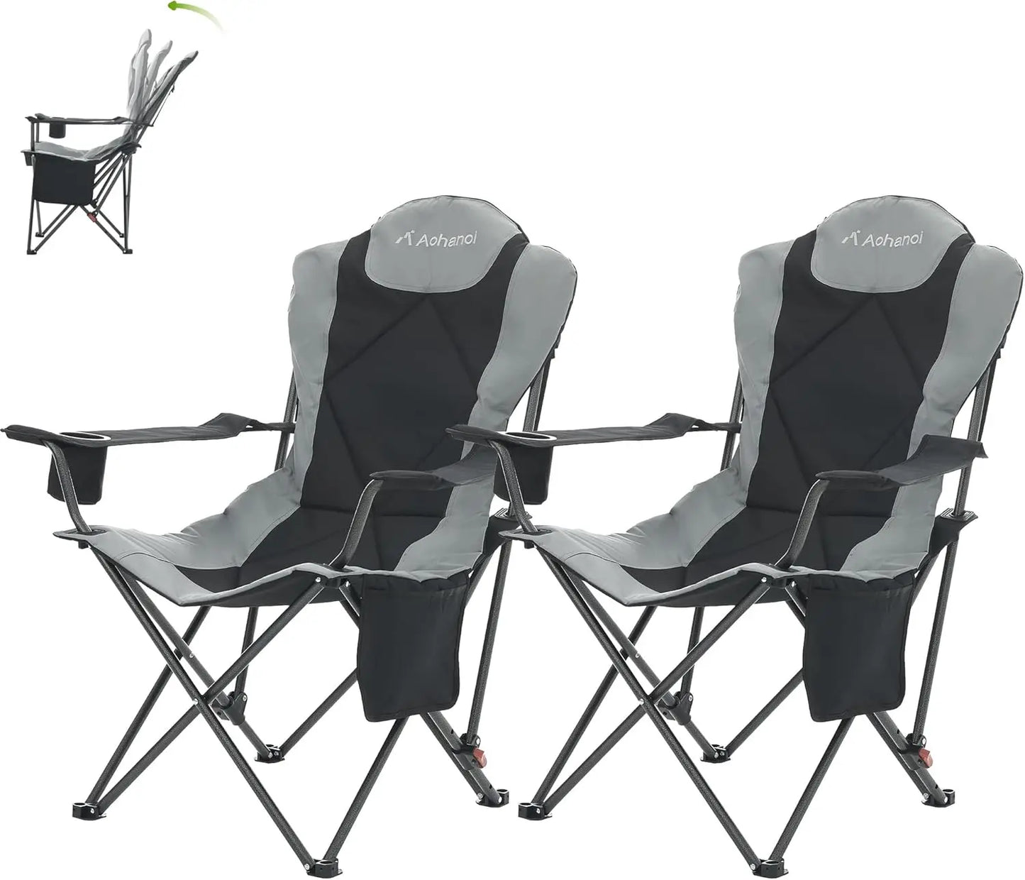 Portable 2 Pack Heavy Duty Camping Chairs With Adjustable Backrest