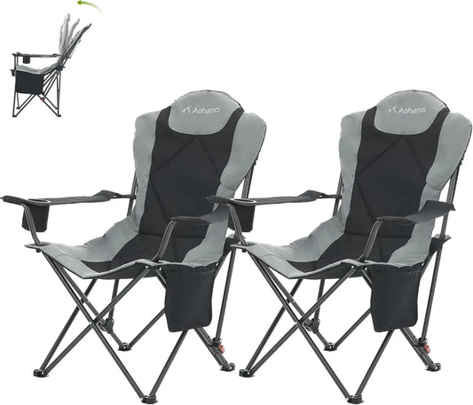 Portable 2 Pack Heavy Duty Camping Chairs With Adjustable Backrest