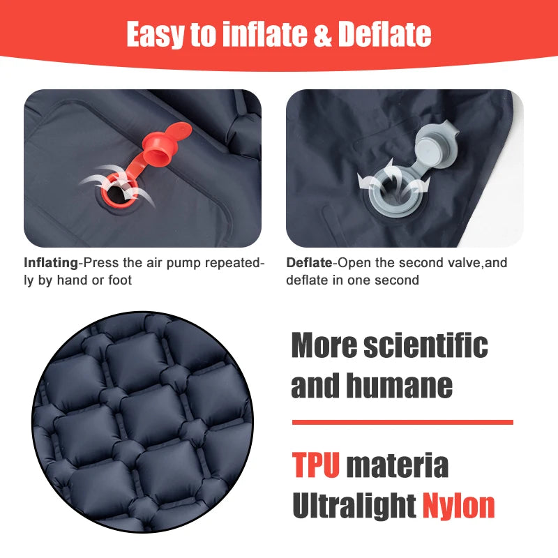 Outdoor Sleeping Pad Camping Inflatable Mattress Built In Pump Ultralight