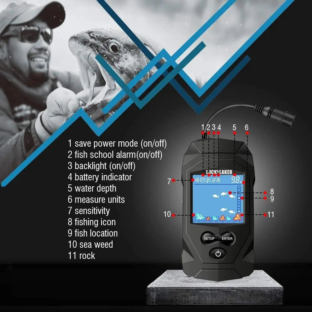 Ice Fishing Handheld Fish Finder with LCD Display and Transducer