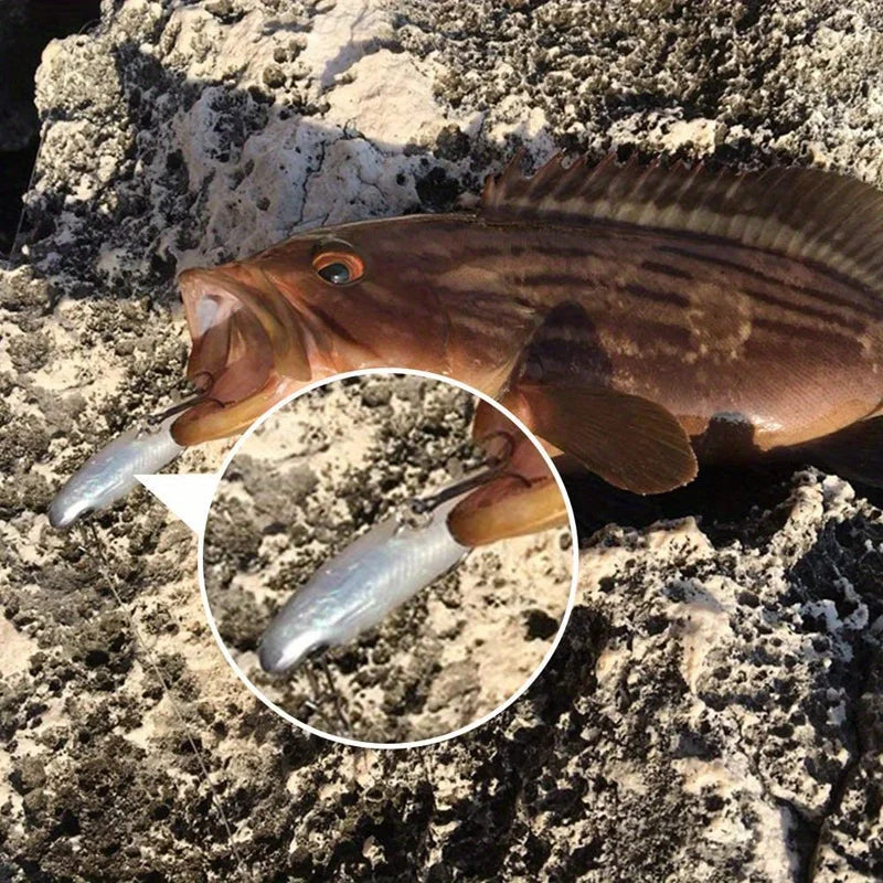 5 Pieces Realistic Soft Baits With Sharp Hooks For Fishing