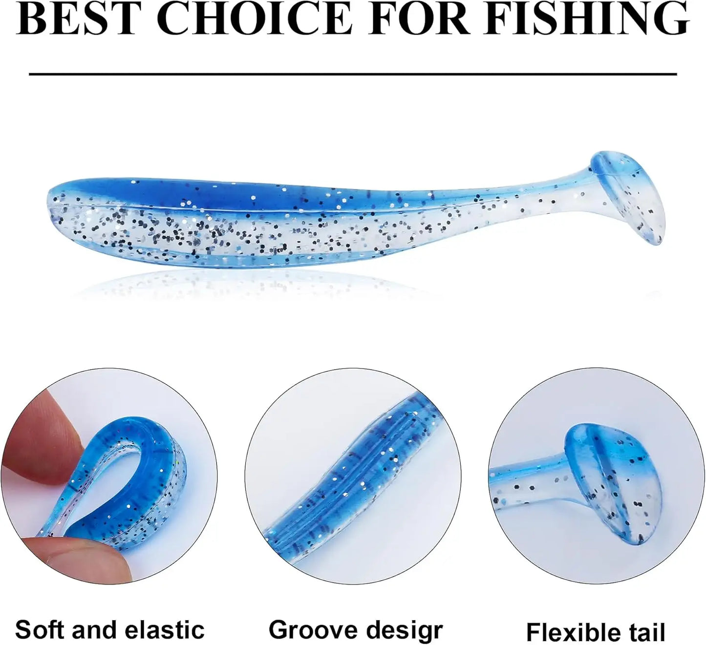 Soft Fishing Lures Kit 90 Pcs Paddle Tail Swimbaits For Bass Walleye Crappie