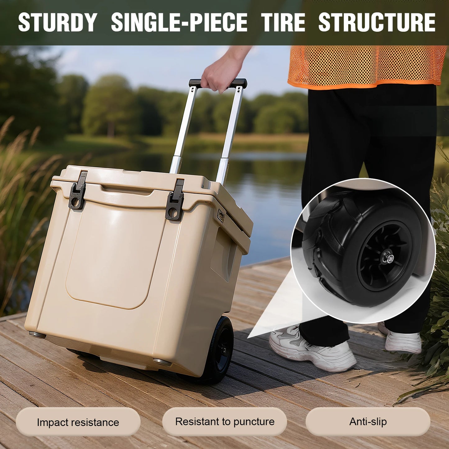 Insulated Wheeled Cooler With Leak-Proof Latches For Outdoor Use