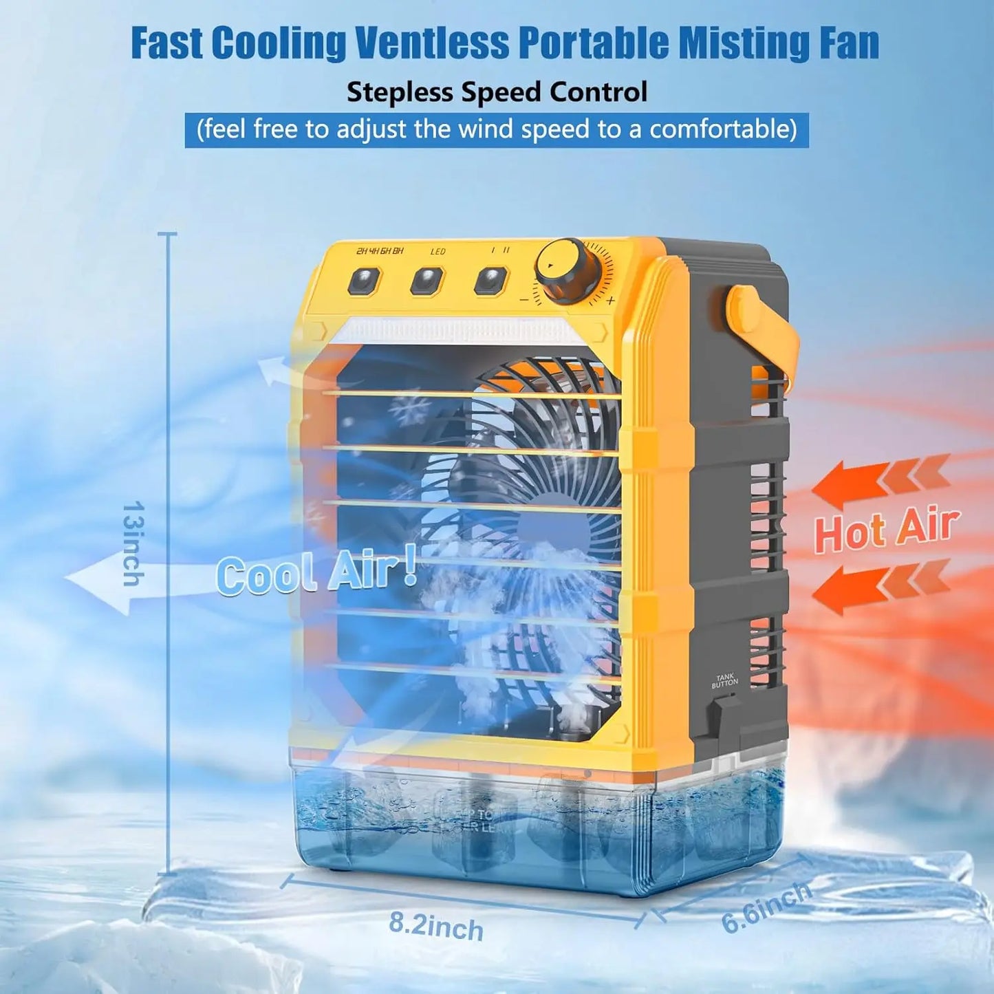 Portable Misting Fan With USB Power For Camping And Home