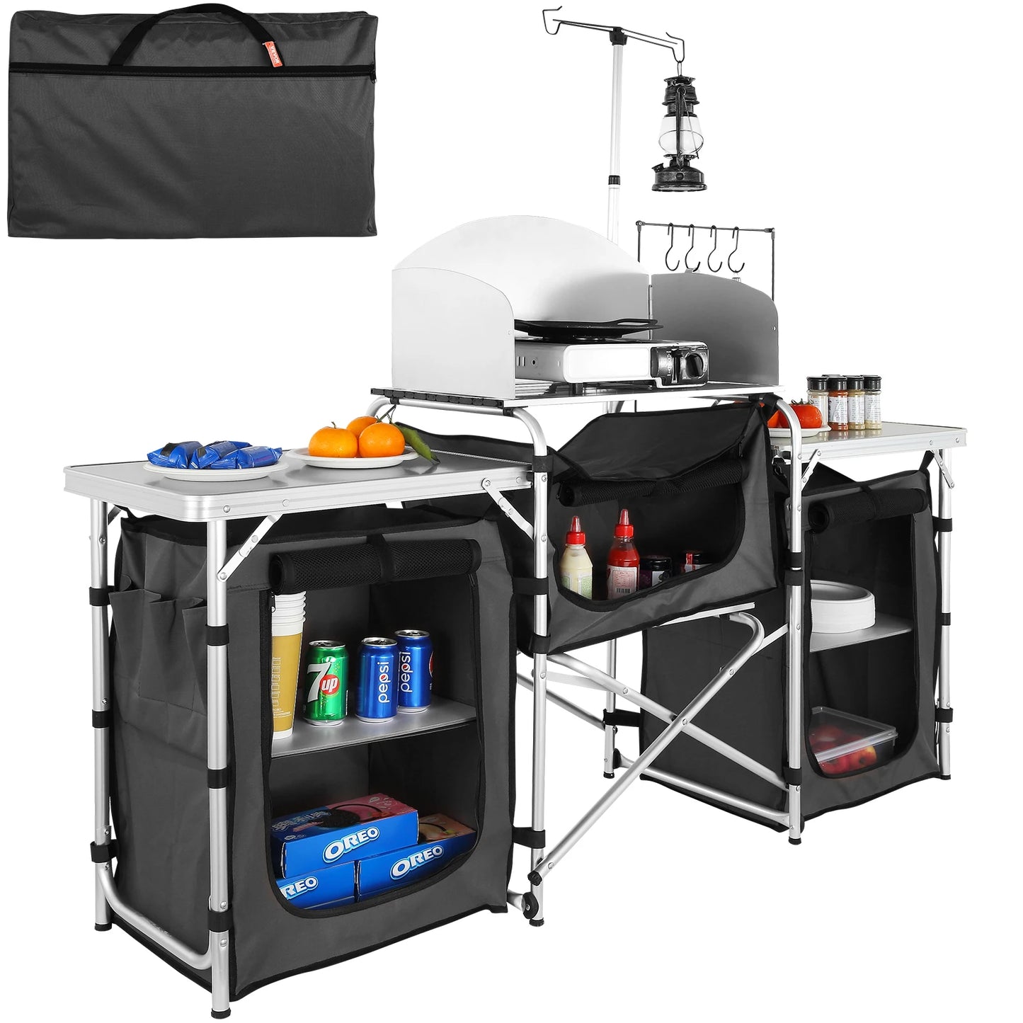 VEVOR SucceBuy Camping Kitchen Table Cabinet Folding Storage Rack