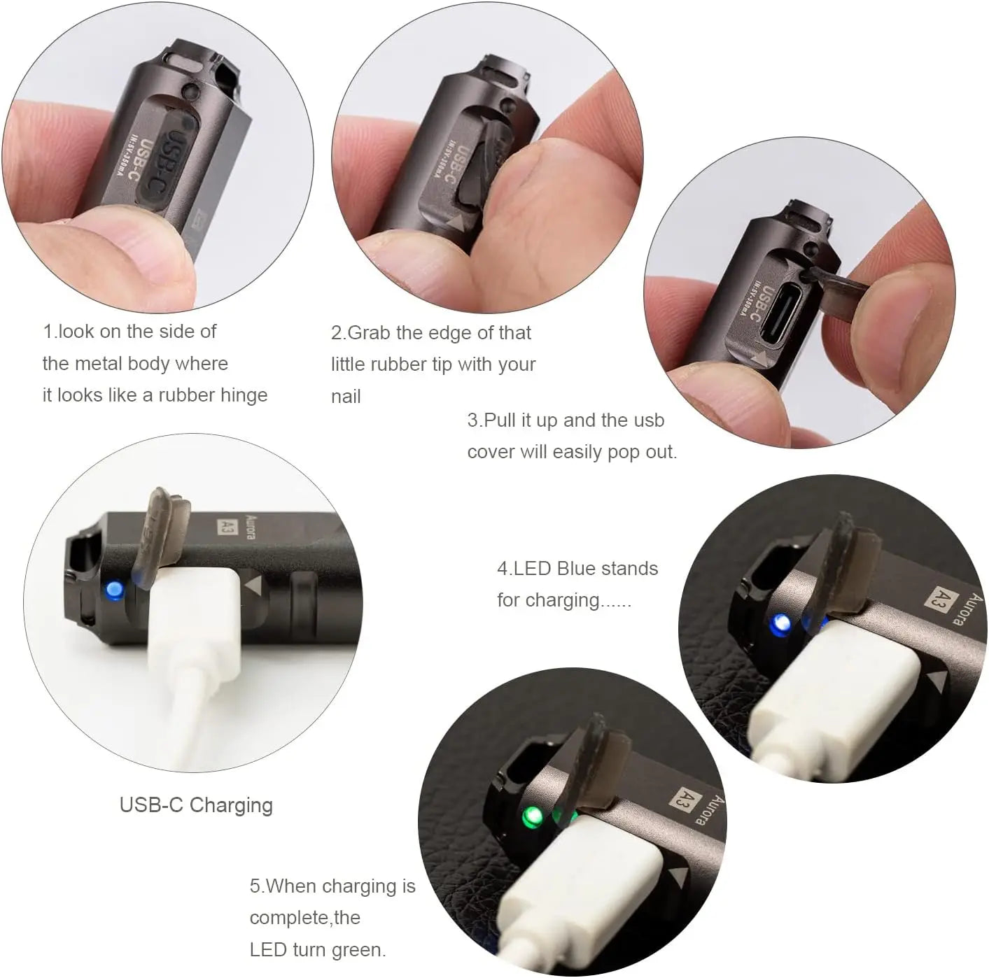650 Lumen USB C Rechargeable Keychain Flashlight EDC