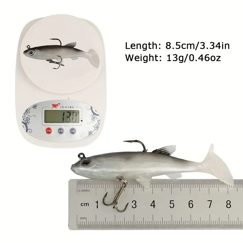 5 Pieces Realistic Soft Baits With Sharp Hooks For Fishing