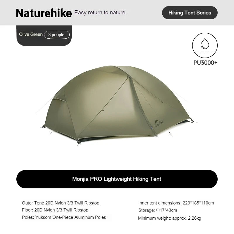 Naturehike Mongar Pro Camping Tent Ultralight Three Season Backpacking