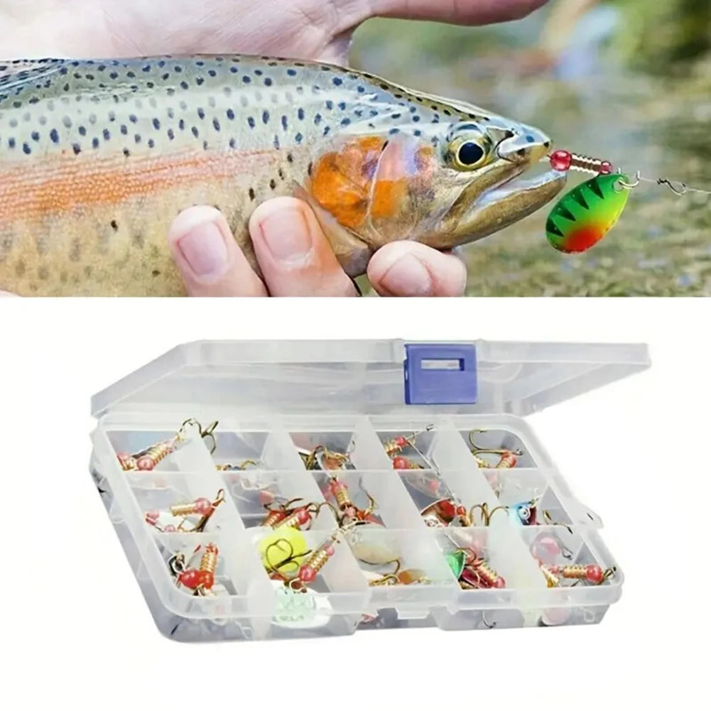 JOCESTYLE Metal Spoon Spinner Lure Set With Treble Hooks